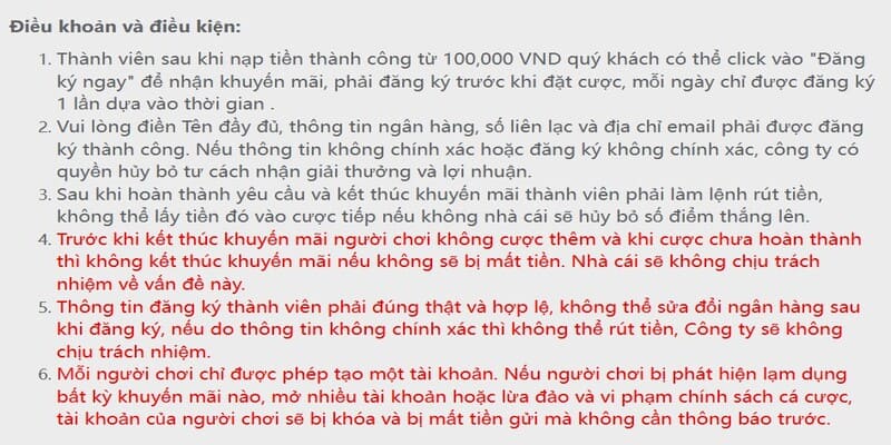Điều kiện nhận ưu đãi Điều kiện nhận ưu đãi